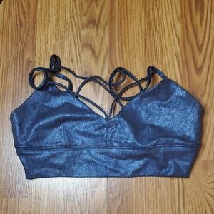 ALO Yoga Metallic Blue Strappy Bralette